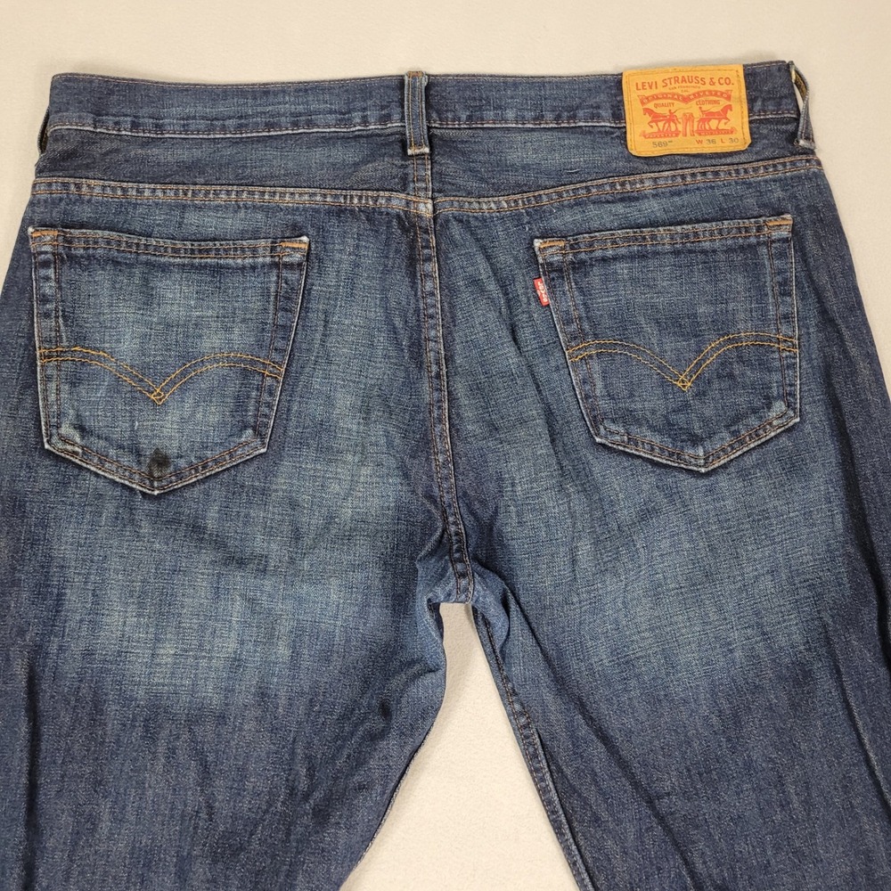 Levi's 569 Loose Straight Jeans Mens 36x30 Blue Denim Cotton Good - Picture 11 of 12